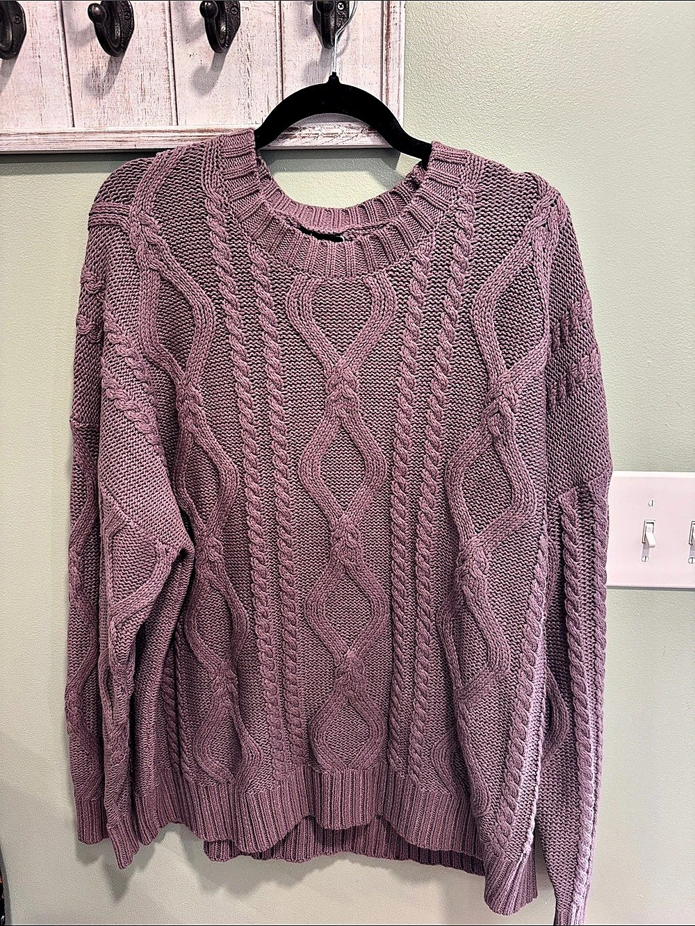 Trendy Queen Cable Knit Sweater Cable Knit Sweater in Purple XL NWT